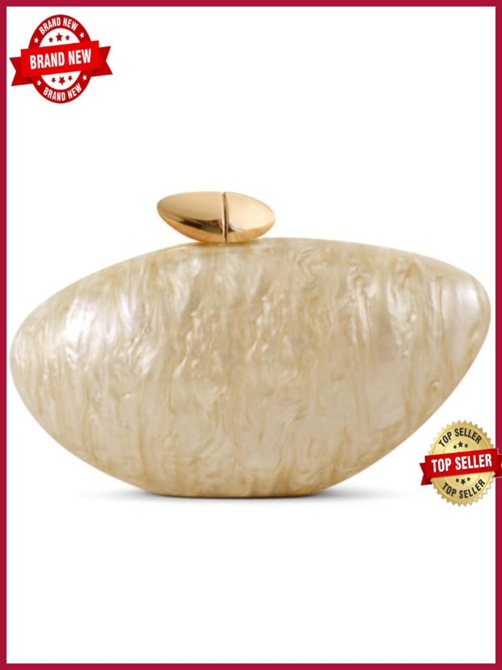 Acrylic Shell Clutch Purse, Marble Evening Bag with Magnetic Closure for